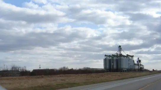 Grain terminal beside Highway 7